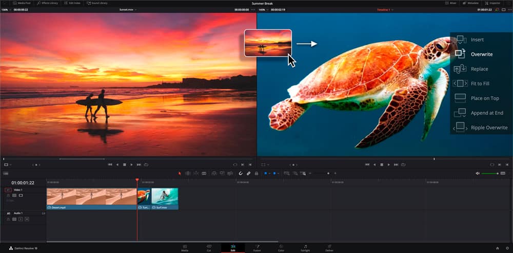 Davinci Resolve 18 timeline